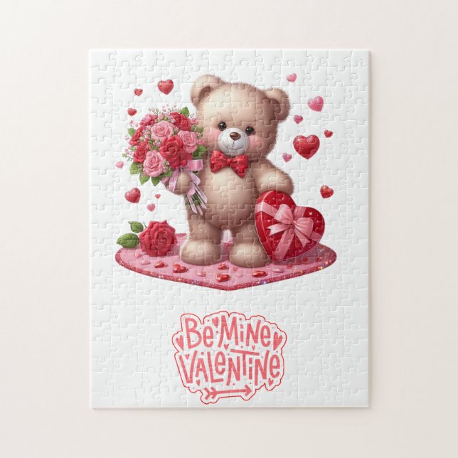Niedlicher Valentinstag Teddybär Puzzle (Vertikal)