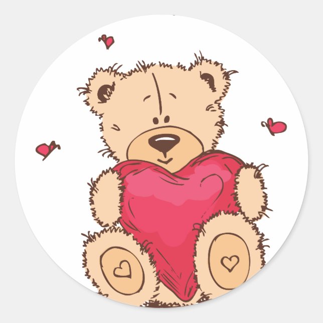 Niedlicher Valentinstag Teddybär Runder Aufkleber (Vorderseite)