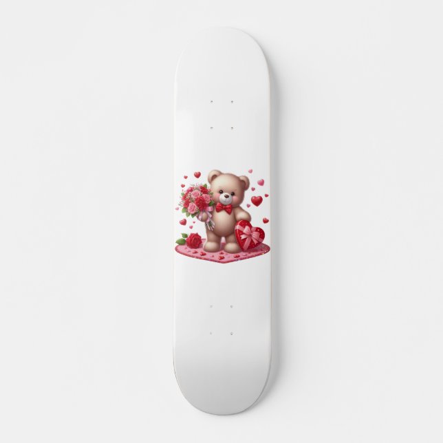 Niedlicher Valentinstag Teddybär Skateboard (Vorne)