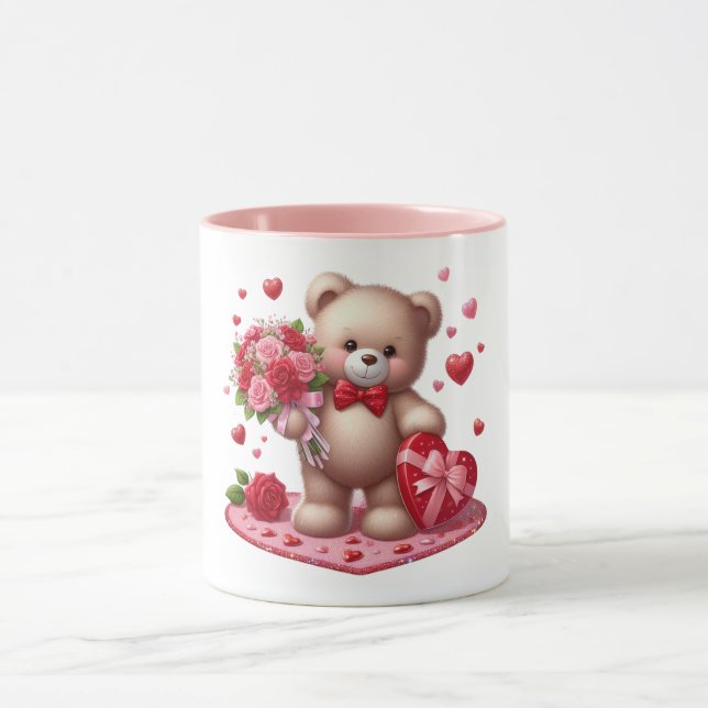 Niedlicher Valentinstag Teddybär Tasse (Zentrum)