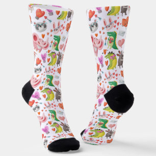 Niedlicher Valentinstag Tierherz Funny Whimsical Socken