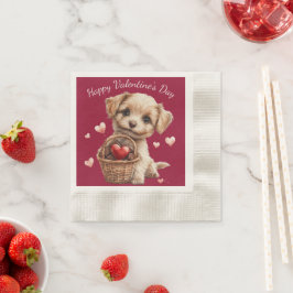 Niedlicher Valentinstag Welpenrotes Herz Serviette