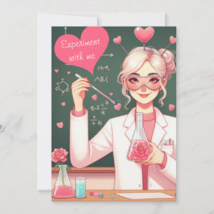 Niedlicher Valentinstag-Wissenschaftler Feiertagskarte
