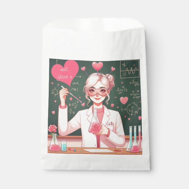 Niedlicher Valentinstag-Wissenschaftler Geschenktütchen (Vorderseite)