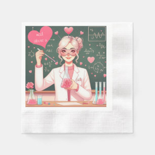 Niedlicher Valentinstag-Wissenschaftler Serviette