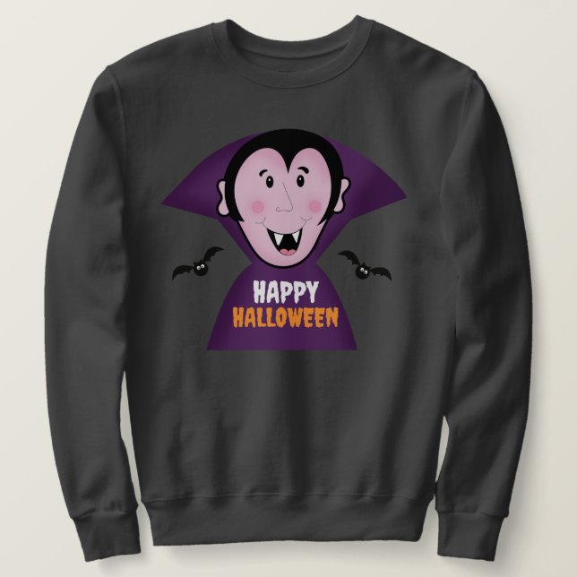 Niedlicher Vampir mit Fledermäusen Dracula Hallowe Sweatshirt (Design vorne)