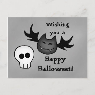 Niedlicher Vampirschläger und Schädel Happy Hallow Postkarte