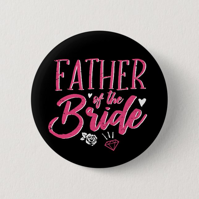 Niedlicher Vater der Bride Pink Kalligraphie Button (Vorderseite)