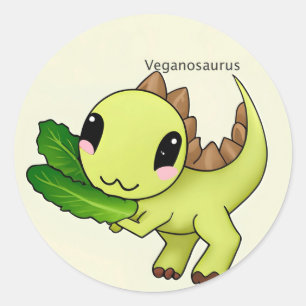 Niedlicher veganer Dinosaurier Runder Aufkleber