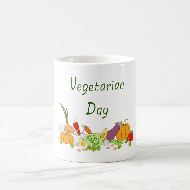 Niedlicher Vegetarier Tag Minimalistisch Romantisc Kaffeetasse (Mittel)