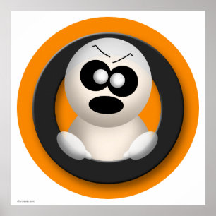 Niedlicher verärgerter Geist-orange Poster