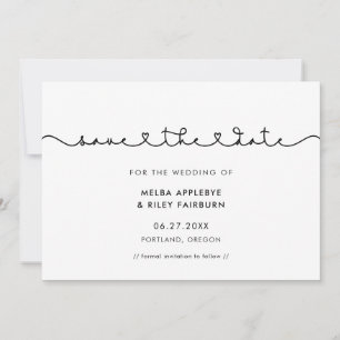 Niedlicher verbindender Schriftart Save The Date