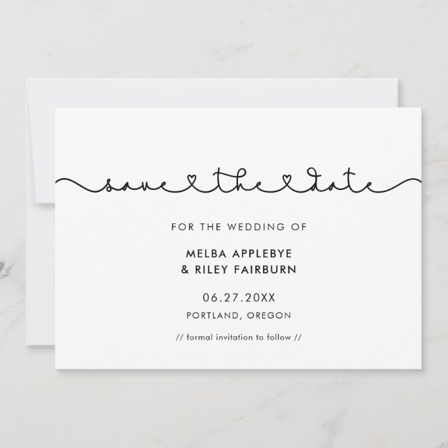 Niedlicher verbindender Schriftart Save The Date (Vorderseite)