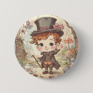 Niedlicher Verrückter Hatter Whimsical Wunderland Button