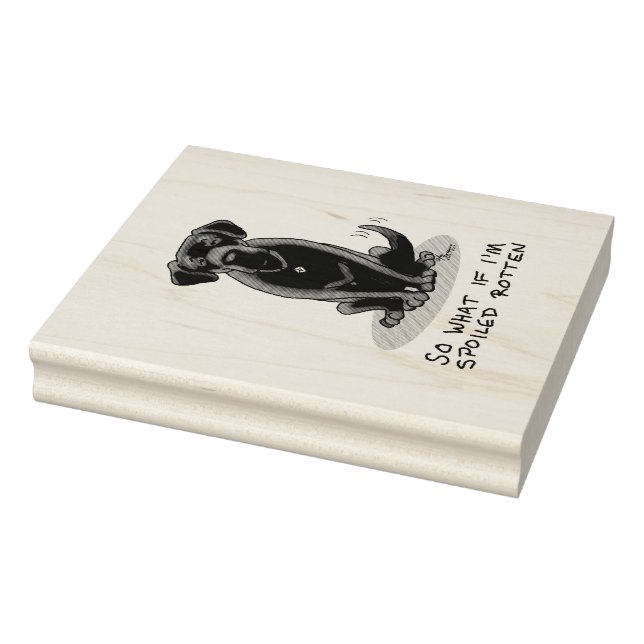 Niedlicher verschmutzter Rottenschwarzhund Gummistempel (Stempel)