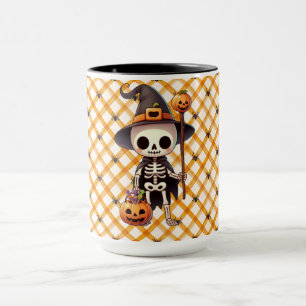 Niedlicher, verspielter Halloween-Skelett Tasse