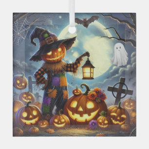 Niedlicher, verspielter Halloween-Vogelscheuche & Ornament Aus Glas