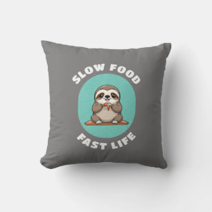 Niedlicher Verzehr von Kawaii Sloth Gray Kissen