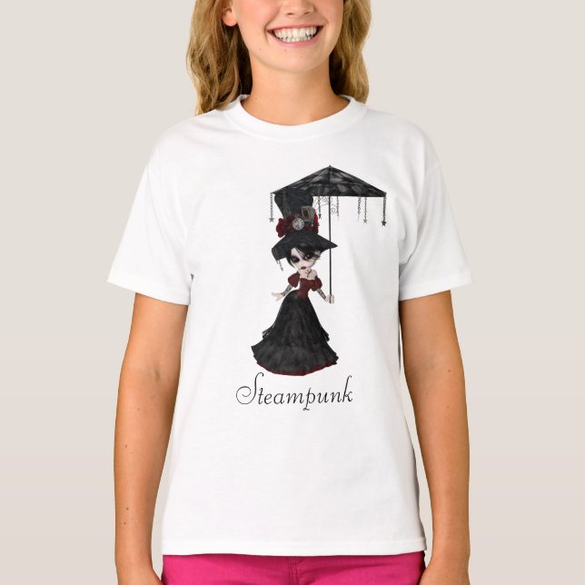 Niedlicher Viktorianischer Steampunk Goth Girl & P T-Shirt (Vorderseite)