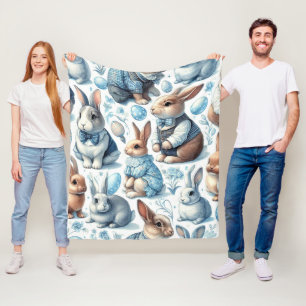 Niedlicher vintage-Hase nahtlos Fleecedecke