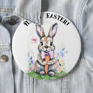 Niedlicher Vintage-Osterhase Wasserfarben Button