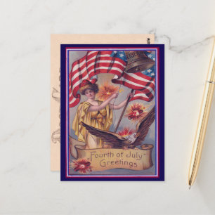 Niedlicher Vintager Amerikanische Unabhängigkeitst Postkarte