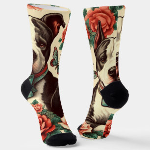 Niedlicher Vintager amerikanischer Pit Bull Terrie Socken