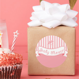 Niedlicher Vintager Banner Baby Girl Duschaufklebe Runder Aufkleber