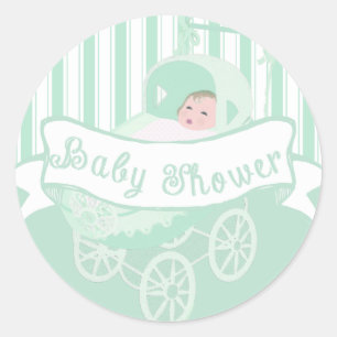 Niedlicher Vintager Banner Babyduschenaufkleber Runder Aufkleber