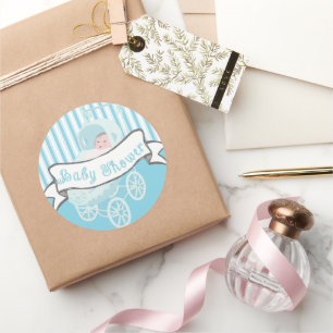 Niedlicher Vintager Banner Babyduschenaufkleber Runder Aufkleber