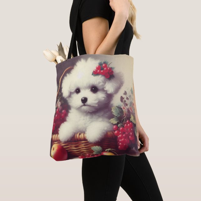 Niedlicher Vintager Bichon Frisé Malerei (Von Nahem)