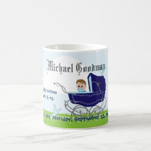 Niedlicher Vintager blaues Baby-Jungen-Wagen Kaffeetasse