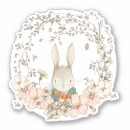 Niedlicher Vintager Bunny Botanical Florals Baby B Aufkleber