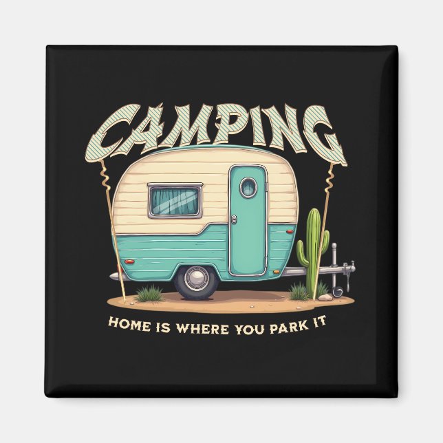 Niedlicher Vintager Campingplatz und Camping-Zitat Magnet (Vorne)
