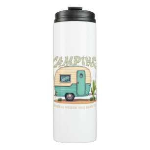 Niedlicher Vintager Campingplatz und Camping-Zitat Thermosbecher