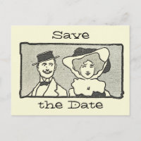 Niedlicher Vintager Cartoon Couple Save the Date