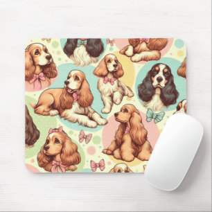 Niedlicher Vintager Cocker Spanisch Nahtloses Must Mousepad