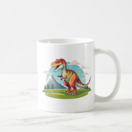 Niedlicher Vintager Dinosaurier T Rex mit Berg Kaffeetasse