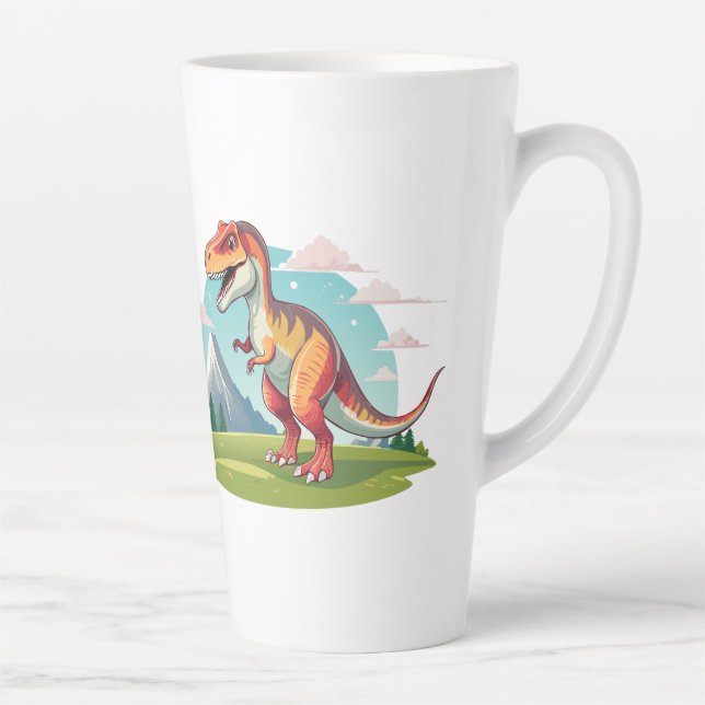 Niedlicher Vintager Dinosaurier T Rex mit Berg Milchtasse (Rechts)