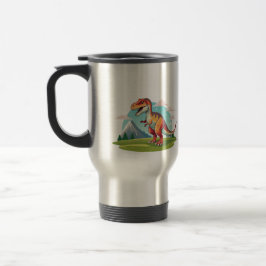 Niedlicher Vintager Dinosaurier T Rex mit Berg Reisebecher