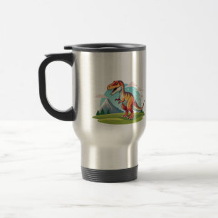 Niedlicher Vintager Dinosaurier T Rex mit Berg Reisebecher