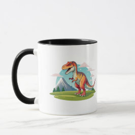 Niedlicher Vintager Dinosaurier T Rex mit Berg Tasse