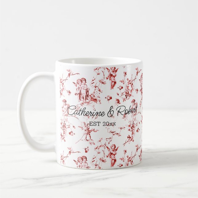 Niedlicher Vintager Engel mit Blumenmuster Roter T Kaffeetasse (Links)