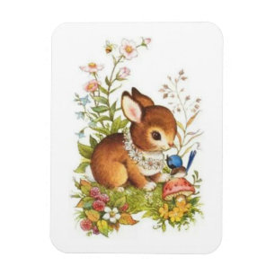 Niedlicher Vintager Frühlingshunger Osterhase in B Magnet