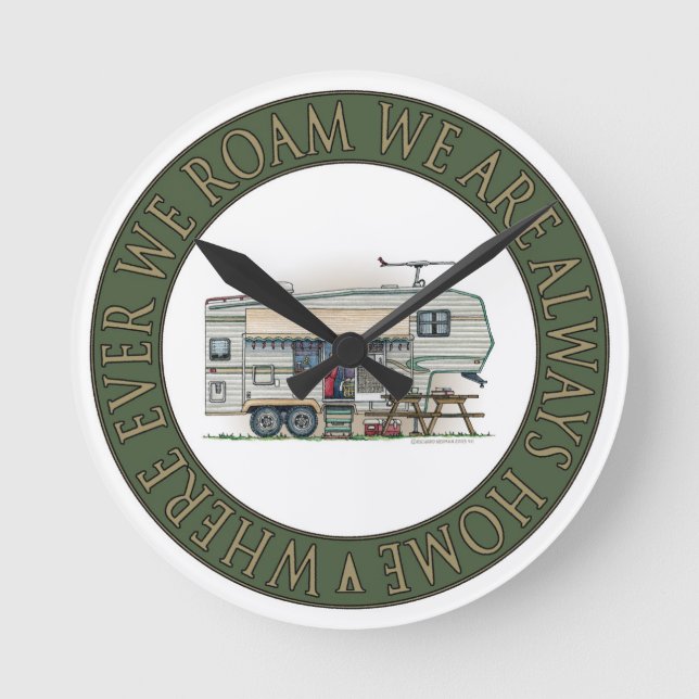 Niedlicher Vintager fünftes Runde Wanduhr (Vorderseite)