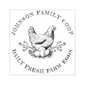 Niedlicher Vintager, handgezeichnet Hennenhähnchen Gummistempel