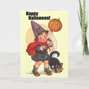 Niedlicher Vintager Happy Halloween Trick oder Tre Karte