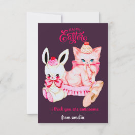 niedlicher Vintager Hase für Schulfreunde - Frohe  Mitteilungskarte