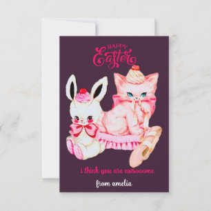 niedlicher Vintager Hase für Schulfreunde - Frohe Mitteilungskarte