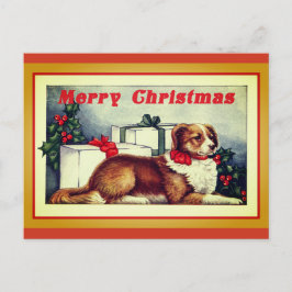 Niedlicher Vintager Hund Frohe Weihnachten Postkarte